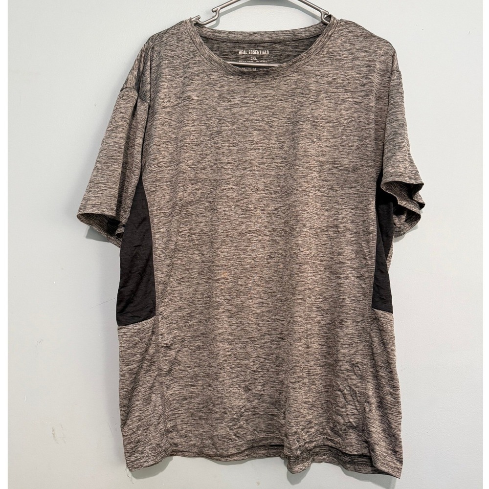 Real Essentials Women's 2XL Heather Gray Space Dye Active T-Shirt Side Panels